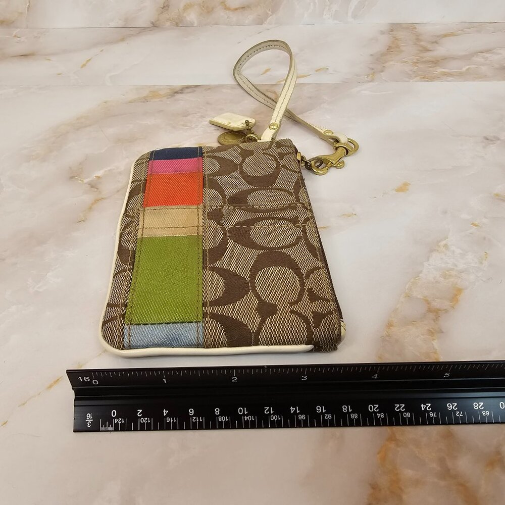 Coach Small Wristlet With Multi Color Stripe - image 3